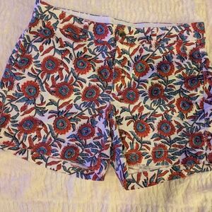 Old Navy Floral High Waist Shorts - Red & Blue on White